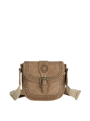 Perforated Flap Crossbody Saddle Bag