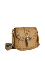 Perforated Flap Crossbody Saddle Bag