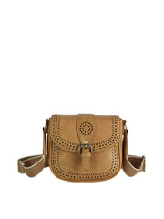 Perforated Flap Crossbody Saddle Bag