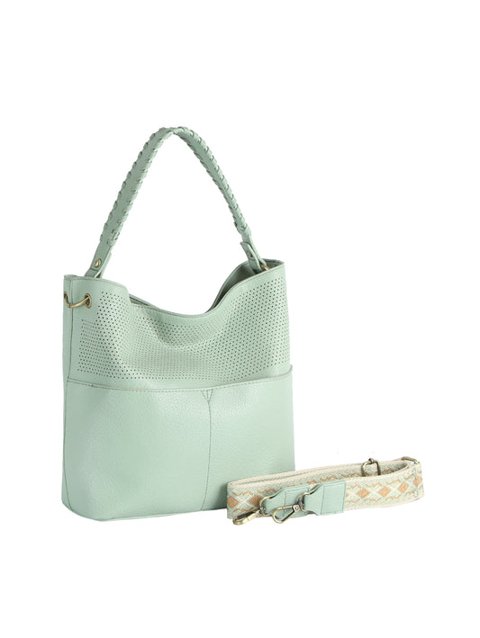 Braided Handle Perforated Hobo