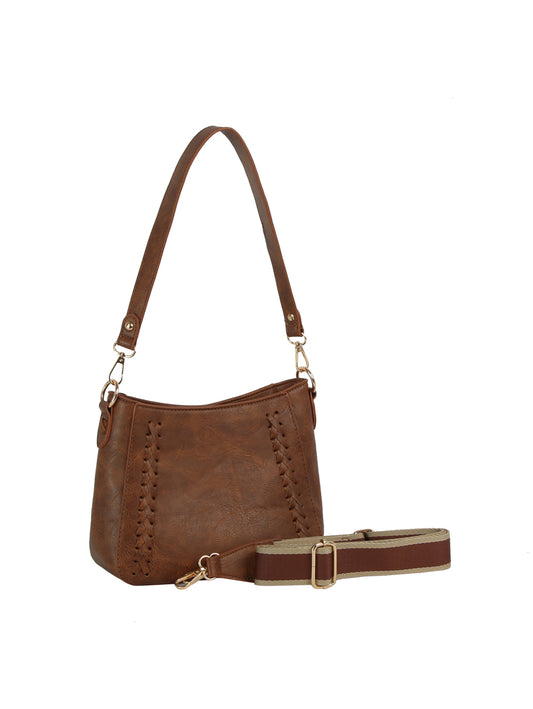 Cross Stitch Accented Shoulder Bag