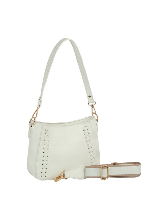 Cross Stitch Accented Shoulder Bag