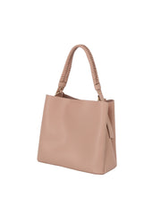 Braided Handle Tassel Pebbled Boxy Tote