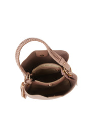 Braided Handle Tassel Pebbled Boxy Tote