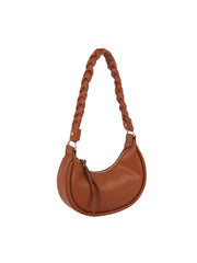 Braided Handle Crescent Shoulder Bag