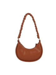 Braided Handle Crescent Shoulder Bag