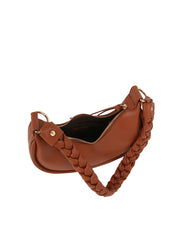 Braided Handle Crescent Shoulder Bag