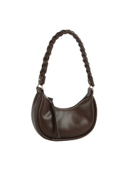 Braided Handle Crescent Shoulder Bag