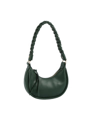 Braided Handle Crescent Shoulder Bag
