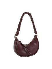 Braided Handle Crescent Shoulder Bag