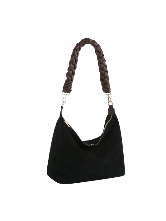 Braided Suede Slouch Hobo
