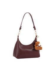 Soft Curve Mini Shoulder Bag with Teddy Charm