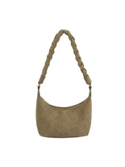 Braided Handle Suede Shoulder Bag