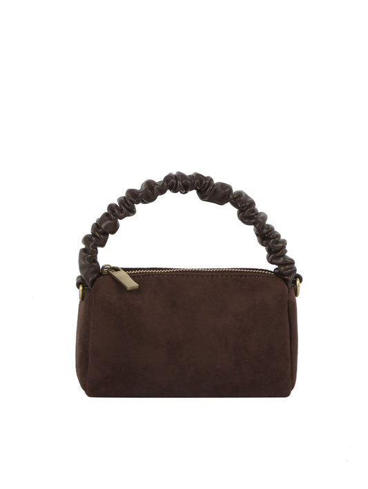Ruched Handle Suede Mini Shoulder Bag