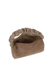 Ruched Handle Suede Mini Shoulder Bag