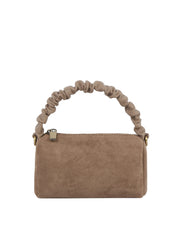 Ruched Handle Suede Mini Shoulder Bag