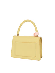 Braided Handle Mini Flap Satchel with Dog Charm