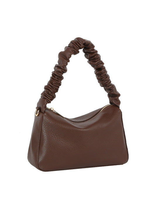 Ruched Handle Crescent Shoulder Bag