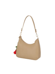Cherry Charm Pebbled Faux Leather Shoulder Bag with Guitar Strap