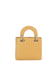 Woven Faux Leather Mini Top Handle Bag