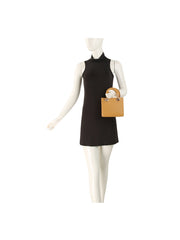 Woven Faux Leather Mini Top Handle Bag