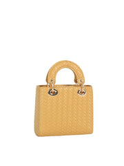 Woven Faux Leather Mini Top Handle Bag