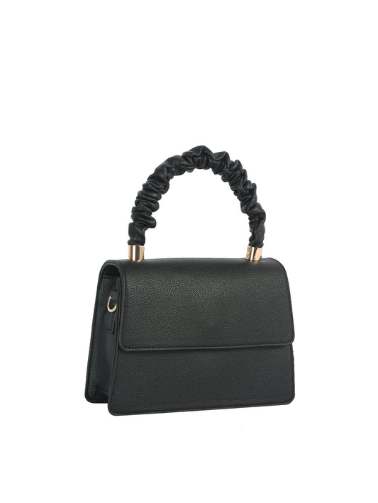 Ruched Handle Flap Top Handle Crossbody Bag