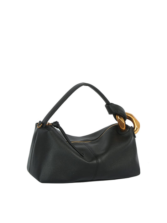 Oversized Chain Accent Slouchy Shoulder Bag
