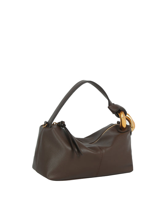 Oversized Chain Accent Slouchy Shoulder Bag