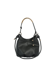 Minimalist Pebbled Hobo Shoulder Bag with Metal Handle