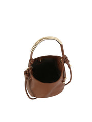 Minimalist Pebbled Hobo Shoulder Bag with Metal Handle