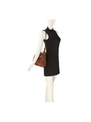 Minimalist Pebbled Hobo Shoulder Bag with Metal Handle
