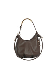 Minimalist Pebbled Hobo Shoulder Bag with Metal Handle