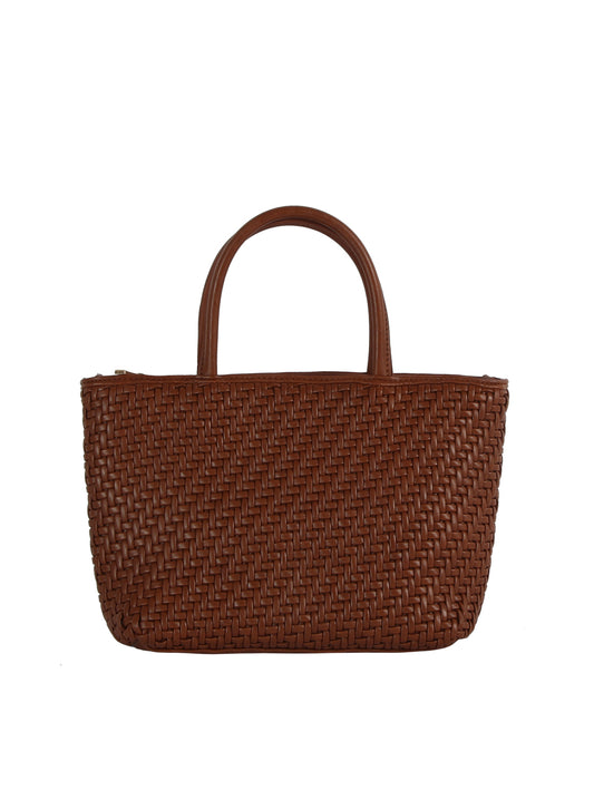 Woven Faux Leather Large Tote