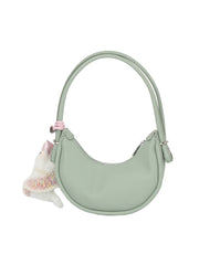 Mini Curved Hobo Shoulder Bag with Dog Charm