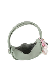 Mini Curved Hobo Shoulder Bag with Dog Charm
