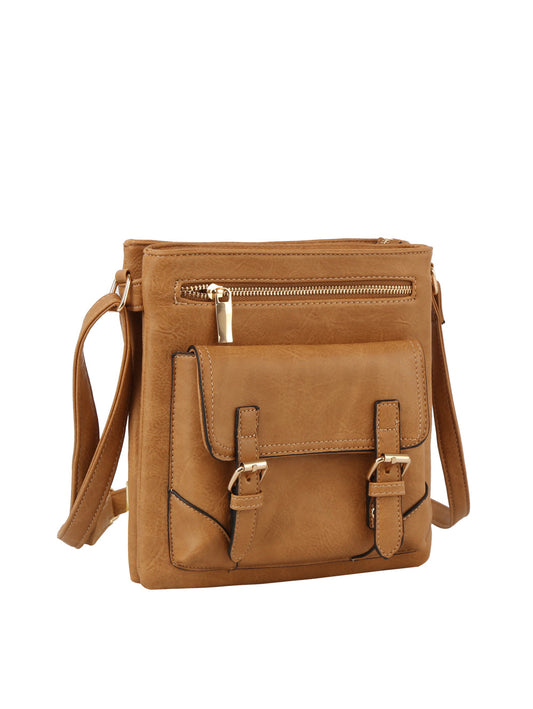 Front buckle detail vintage crosbody bag