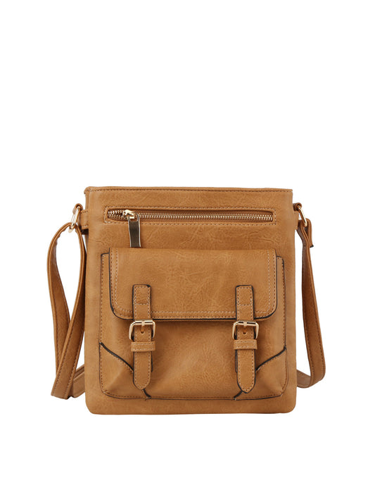 Front buckle detail vintage crosbody bag