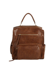 Faux Leather Convertible Backpack
