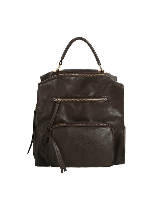 Faux Leather Convertible Backpack