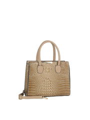 Croc Embossed 3-Piece Structured Satchel Handbag Set