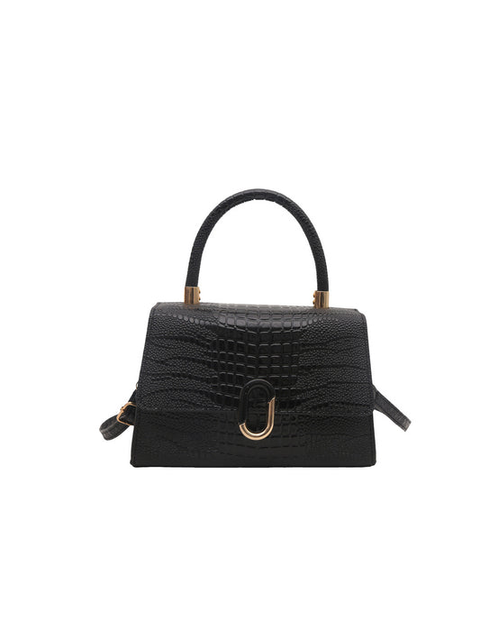 Elegant Croc Embossed Top Handle Satchel