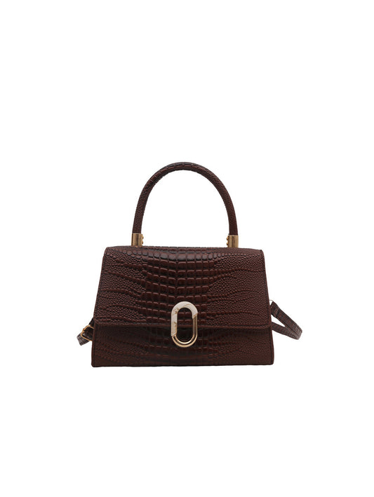 Elegant Croc Embossed Top Handle Satchel