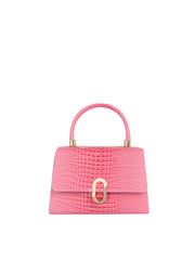 Elegant Croc Embossed Top Handle Satchel
