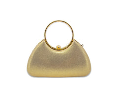 Gold Rhinestone Ring Handle Clutch