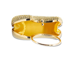 Gold Rhinestone Ring Handle Clutch