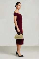 Gold Rhinestone Ring Handle Clutch