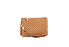 Woven tripe comparament convertible clutch crossbody wristlet