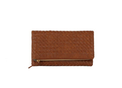 Woven front flap clutch