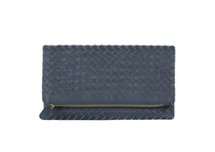 Woven front flap clutch